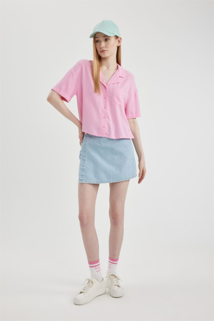 WOMAN Pink Regular Fit Short Sleeve Shirt