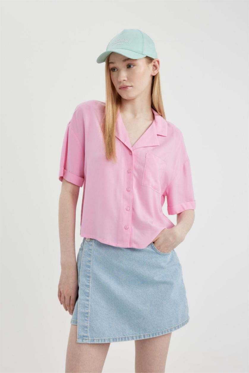 WOMAN Pink Regular Fit Short Sleeve Shirt