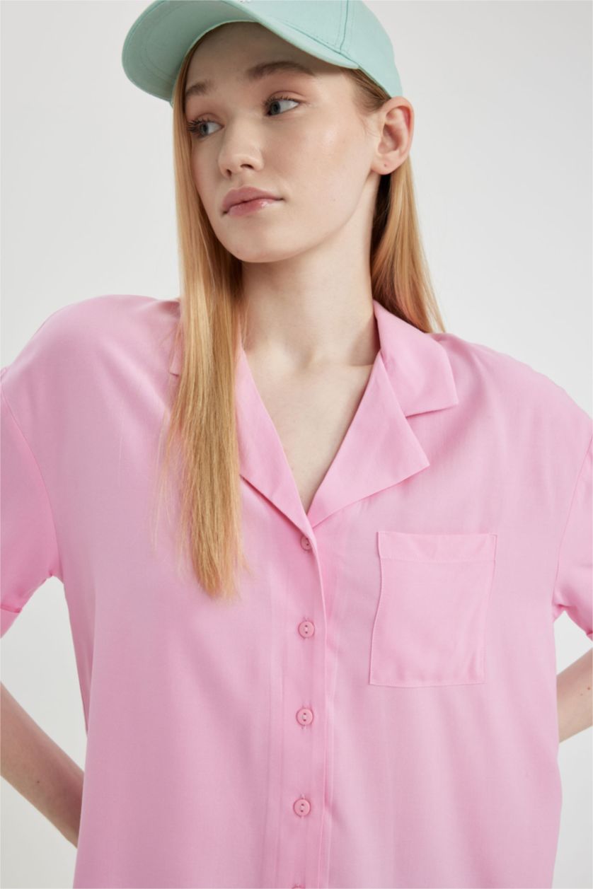 WOMAN Pink Regular Fit Short Sleeve Shirt