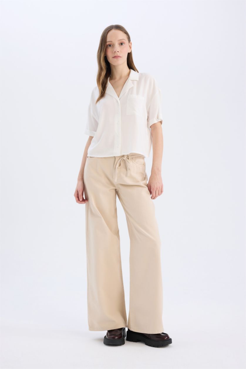 WOMAN White Oversize Fit Pyjamas Collar Short Sleeve Shirt