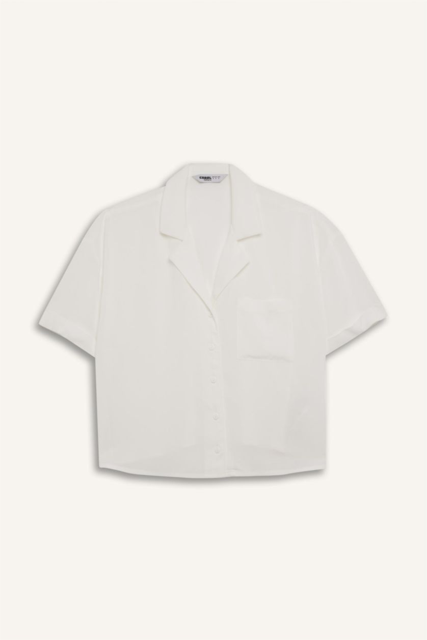 WOMAN White Oversize Fit Pyjamas Collar Short Sleeve Shirt