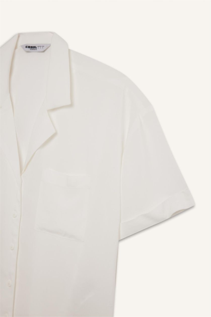 WOMAN White Oversize Fit Pyjamas Collar Short Sleeve Shirt