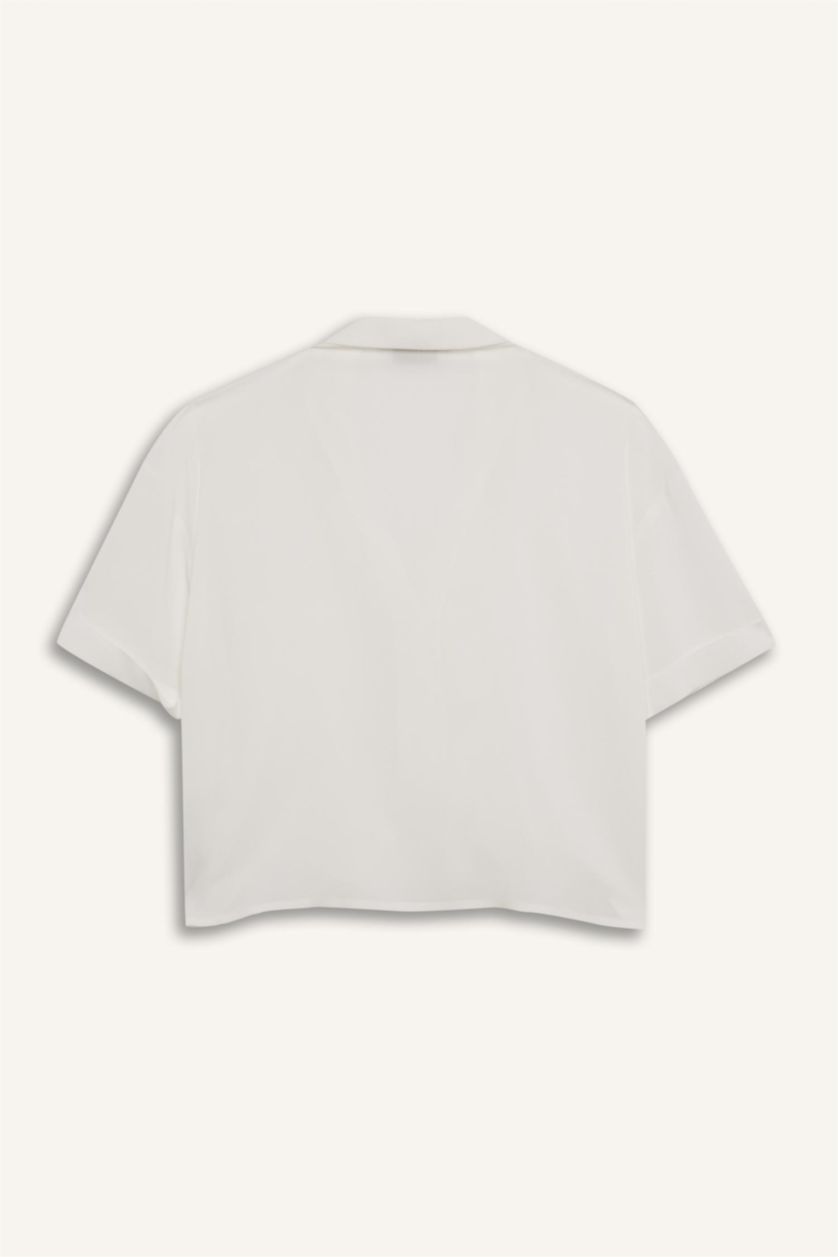 WOMAN White Oversize Fit Pyjamas Collar Short Sleeve Shirt