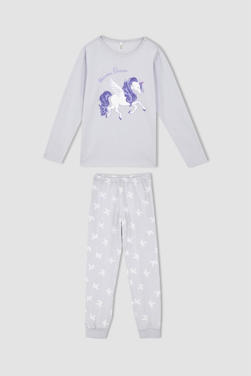 GIRLS & TEENS Light Lilac Girl Long Sleeve Unicorn Printed Pyjama Set