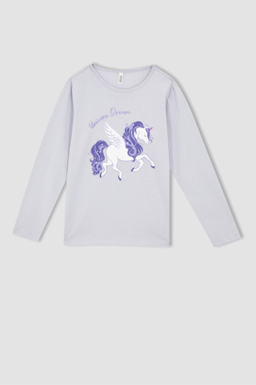 GIRLS & TEENS Light Lilac Girl Long Sleeve Unicorn Printed Pyjama Set