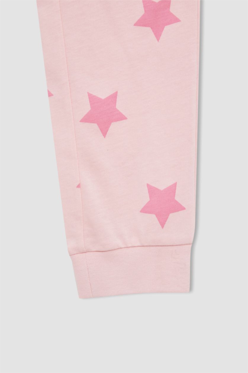 بنات زهري فاتح طقم بيجاما قطنية بأكمام طويلة وطبعة يونيكورن بناتي