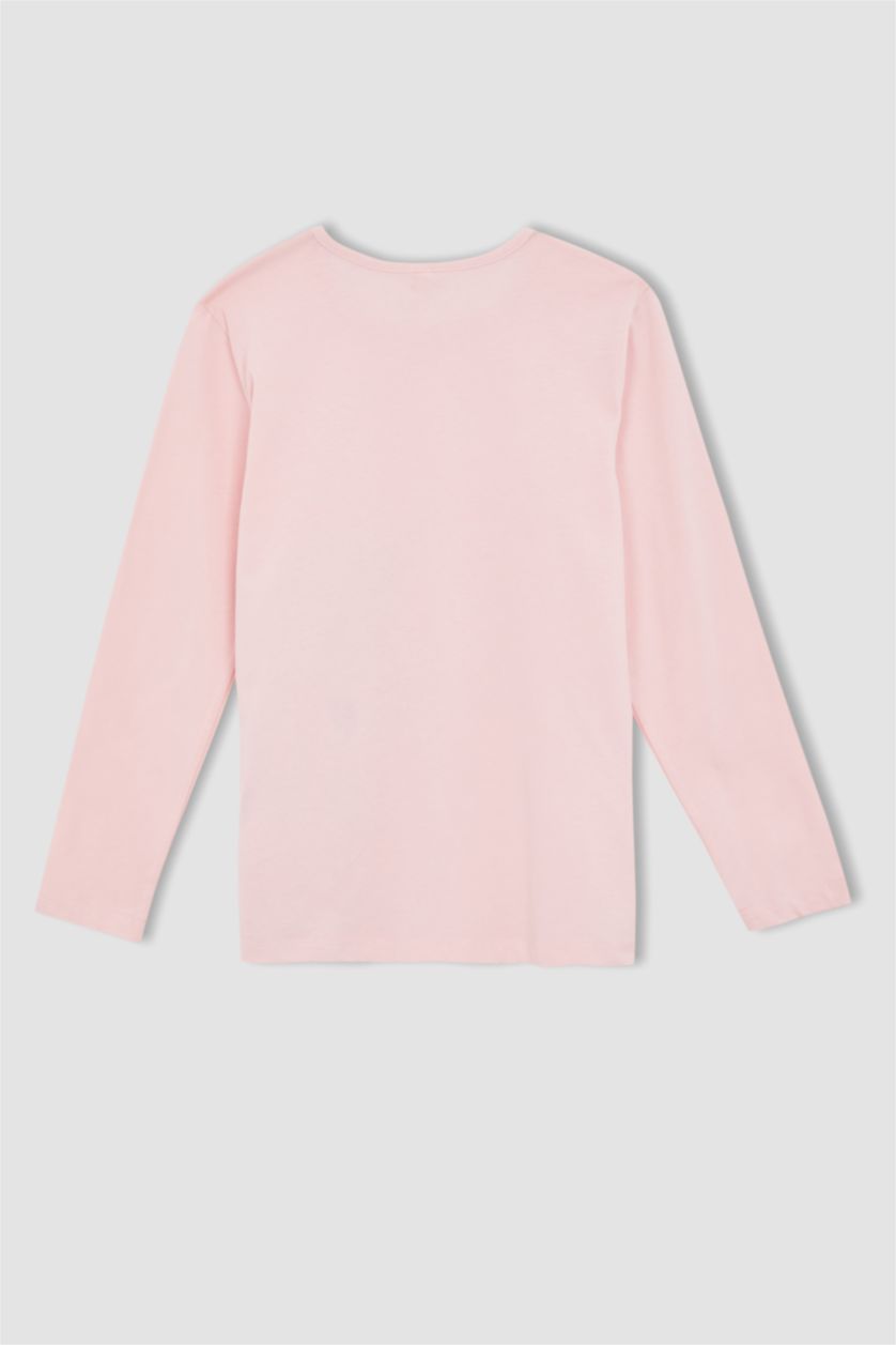 بنات زهري فاتح طقم بيجاما قطنية بأكمام طويلة وطبعة يونيكورن بناتي