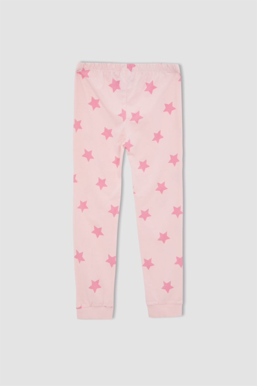 بنات زهري فاتح طقم بيجاما قطنية بأكمام طويلة وطبعة يونيكورن بناتي