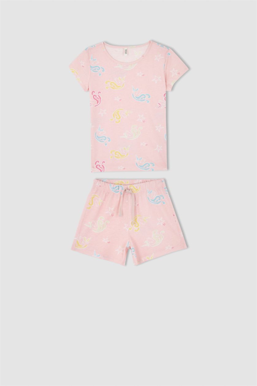 GIRLS & TEENS Light Pink Girl Short Sleeve Printed Mini Pyjama Set