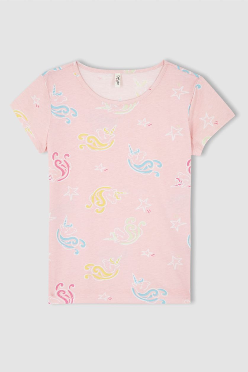 GIRLS & TEENS Light Pink Girl Short Sleeve Printed Mini Pyjama Set