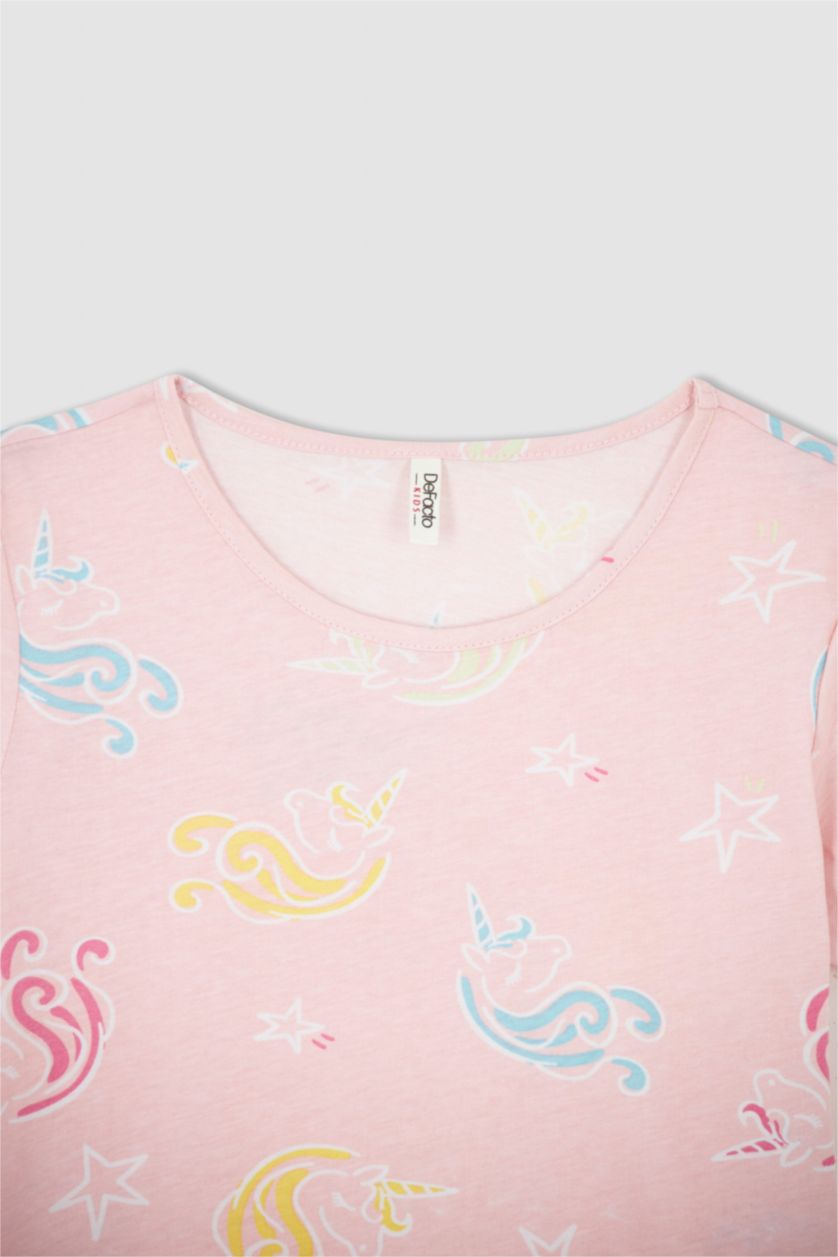 GIRLS & TEENS Light Pink Girl Short Sleeve Printed Mini Pyjama Set