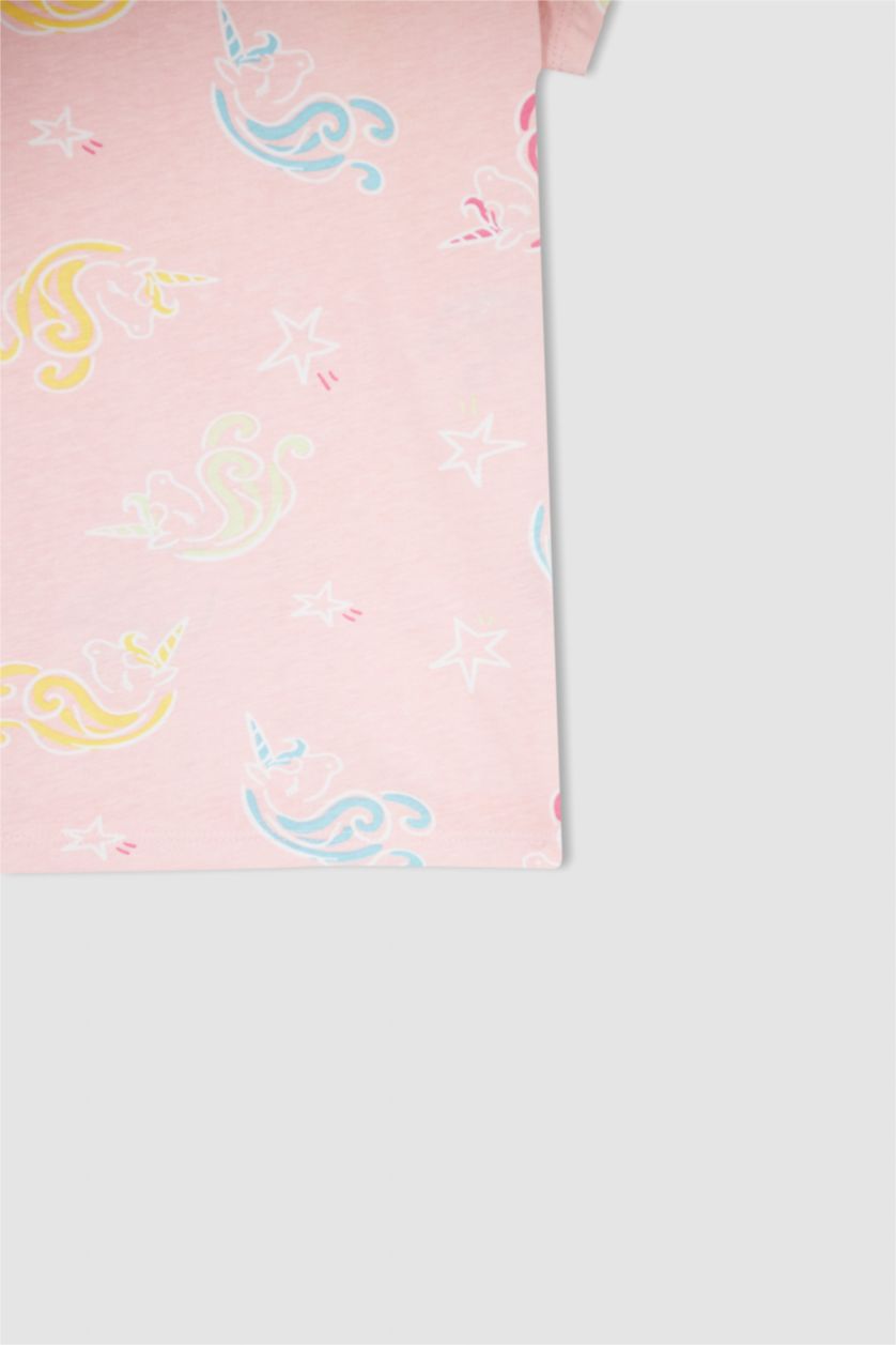 GIRLS & TEENS Light Pink Girl Short Sleeve Printed Mini Pyjama Set