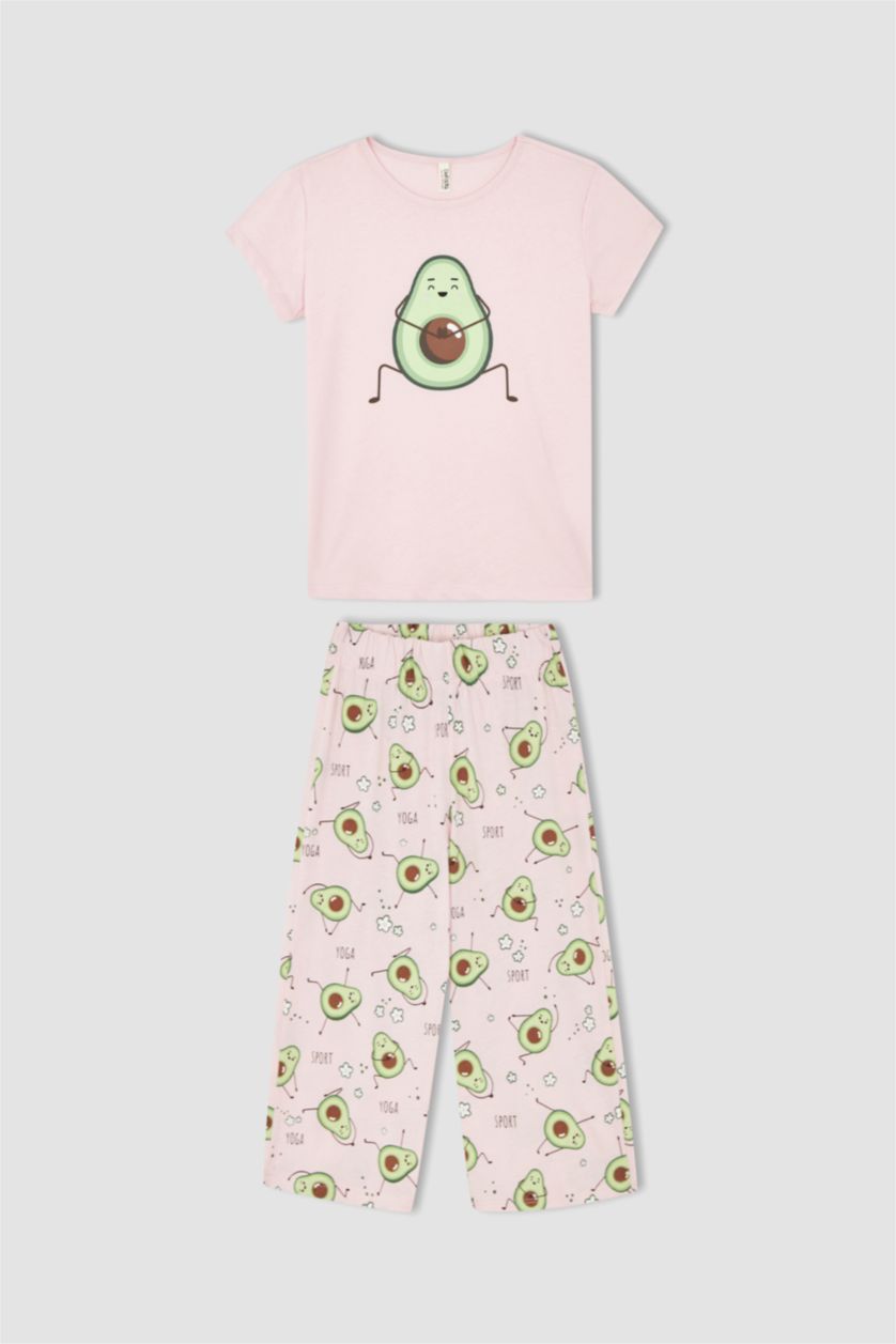 GIRLS & TEENS Pink Girl Short Sleeve Avocado Print Pyjama Set