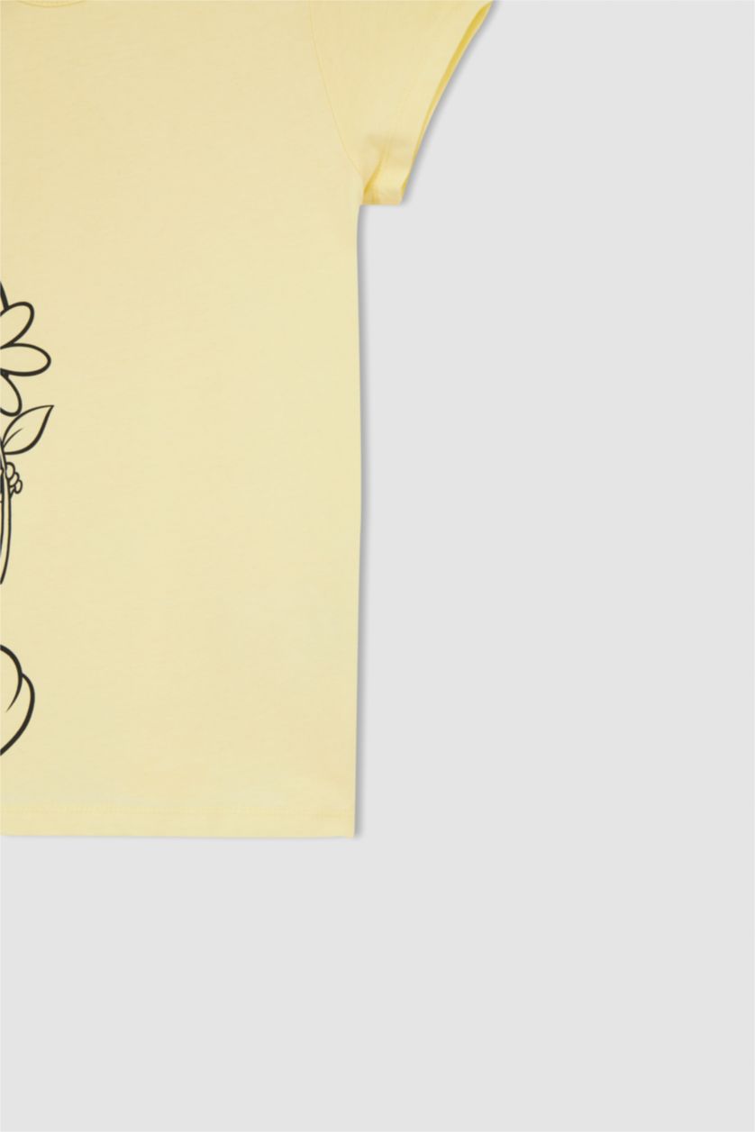 FILLES Jaune Clair Ensemble de pyjama en coton à manches courtes sous licence Tweety pour filles