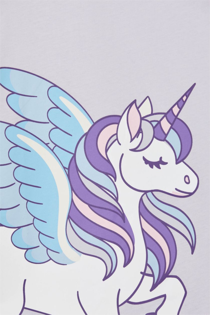 FILLES Violet Clair Ensemble de pyjama short à manches courtes en coton imprimé licorne pour filles