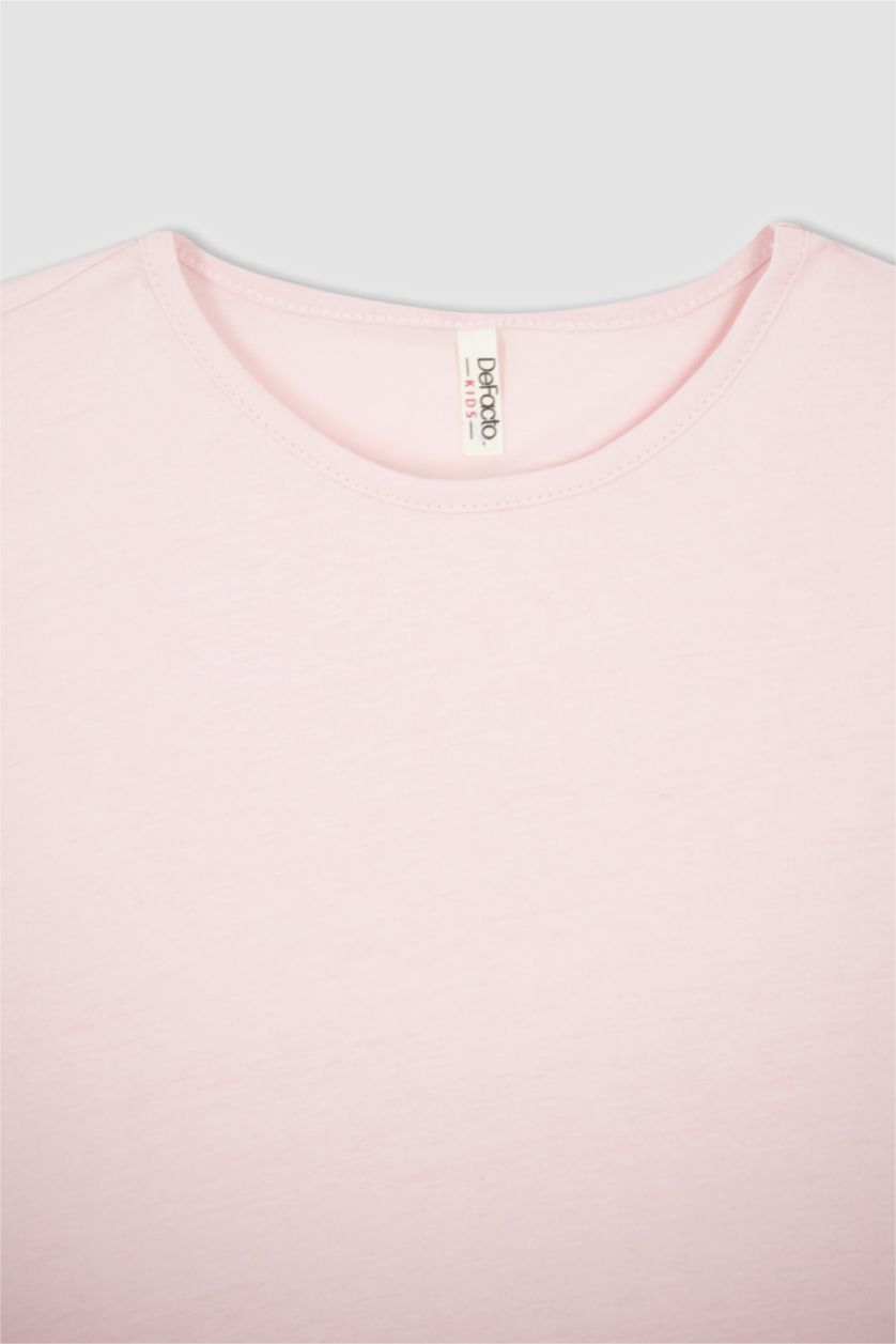 FILLES Rose Robe d'été en coton à manches courtes imprimée panda coupe régulière pour fille