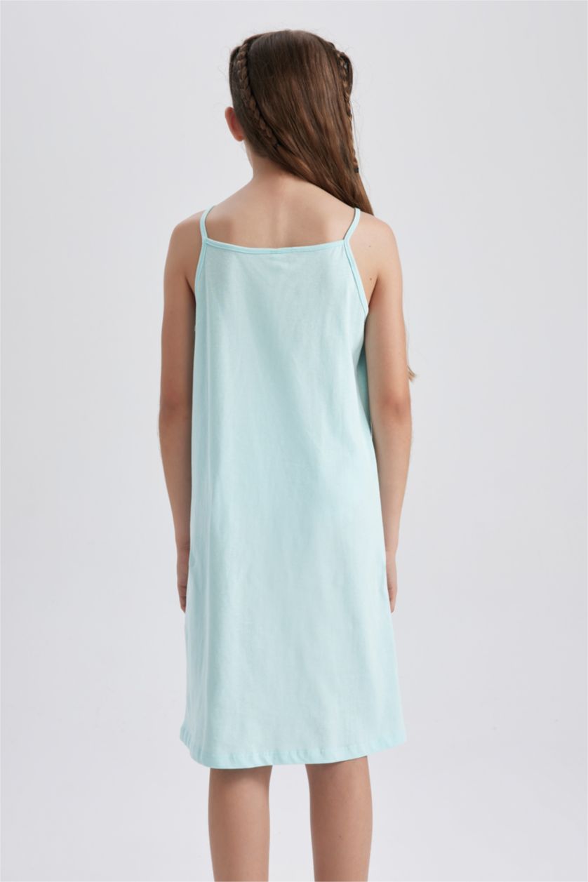 بناتي أكوا قميص نوم بناتي قطن بحمالات قصة عادية بصورة الدب