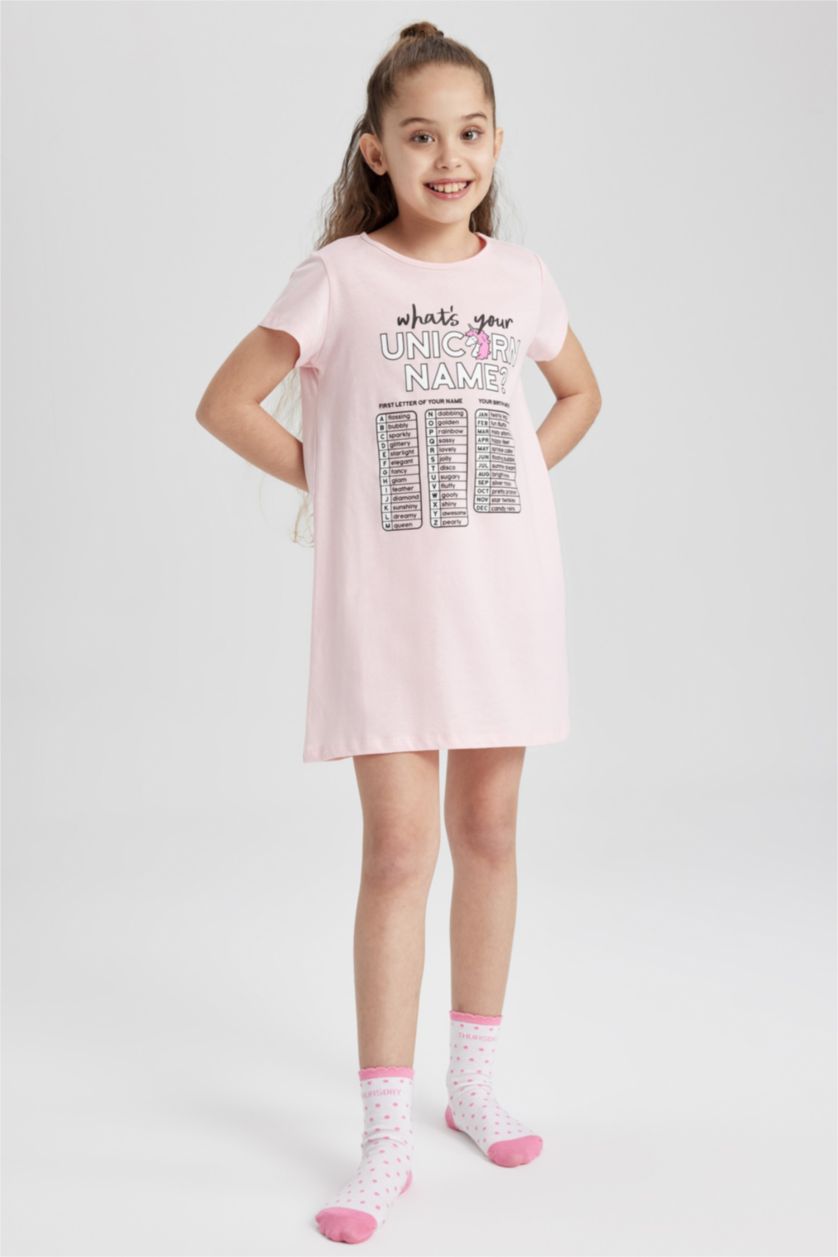 FILLES Rose Clair Robe Coupe Classique À Manches Courtes