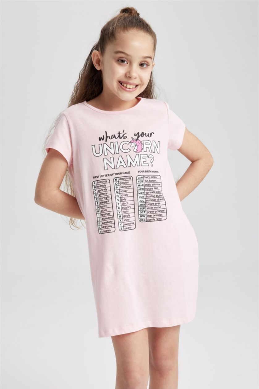 FILLES Rose Clair Robe Coupe Classique À Manches Courtes