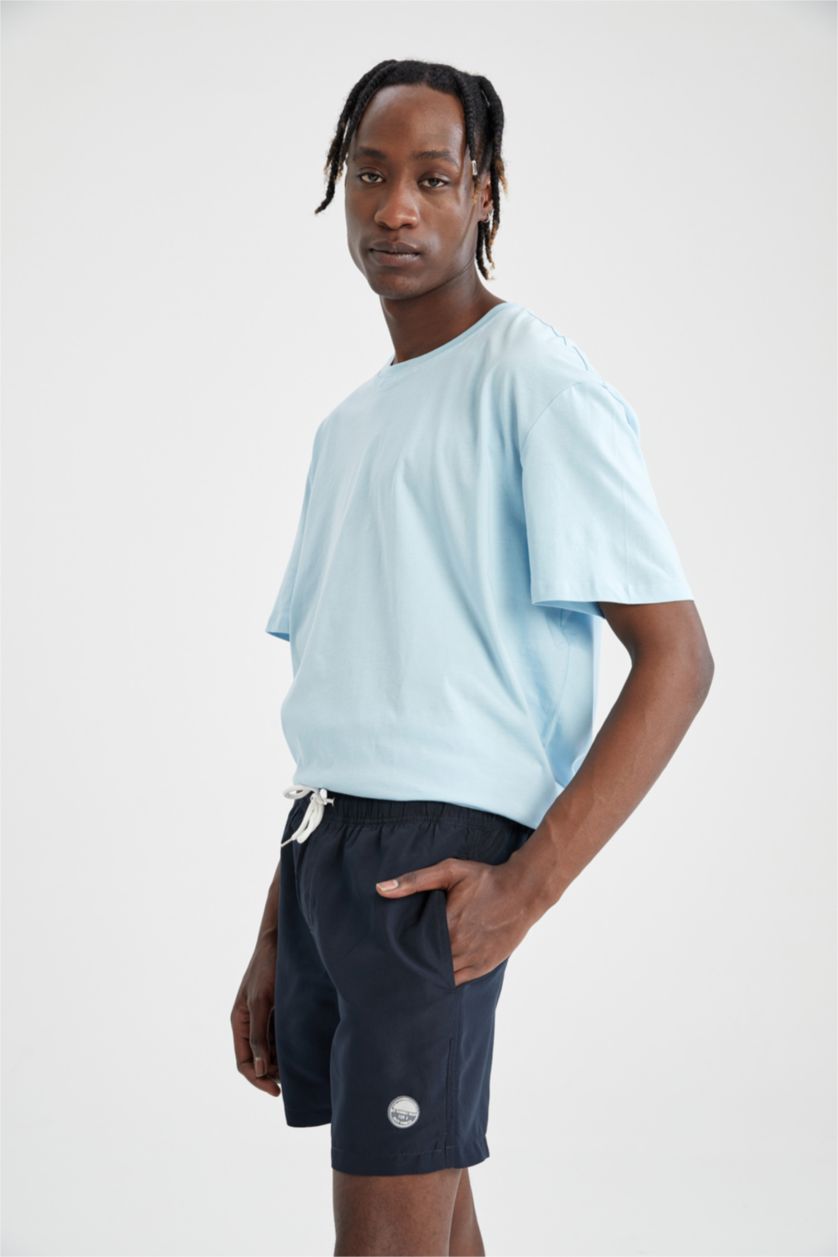 رجال كحلي شورت سباحة قصير أساسي