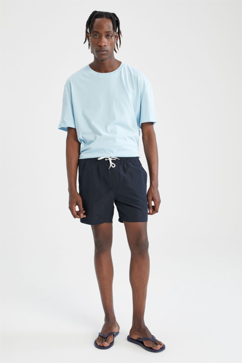 رجال كحلي شورت سباحة قصير أساسي