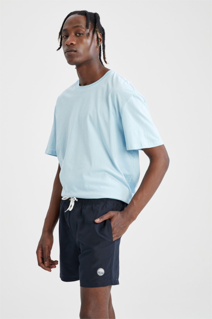 رجال كحلي شورت سباحة قصير أساسي