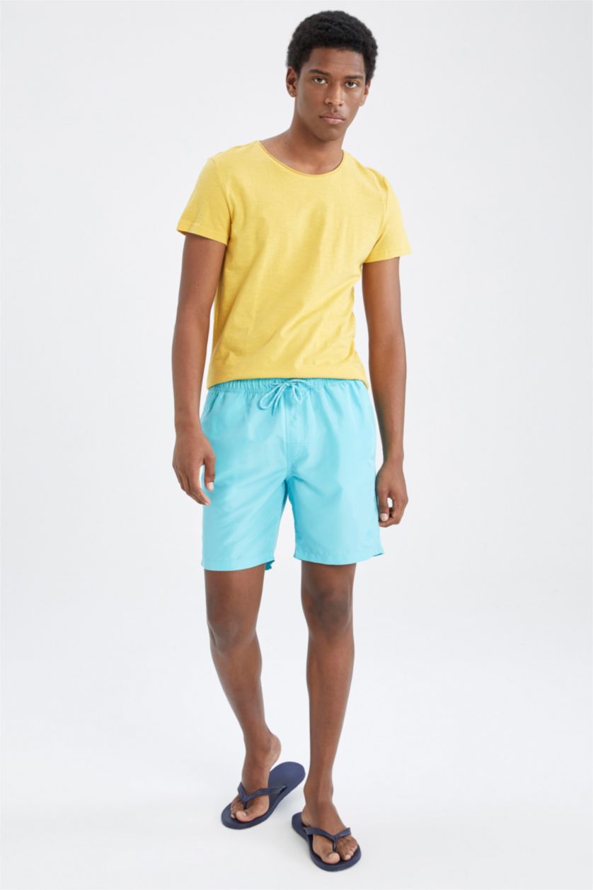 HOMME Turquoise Short de bain basique à coupe régulière