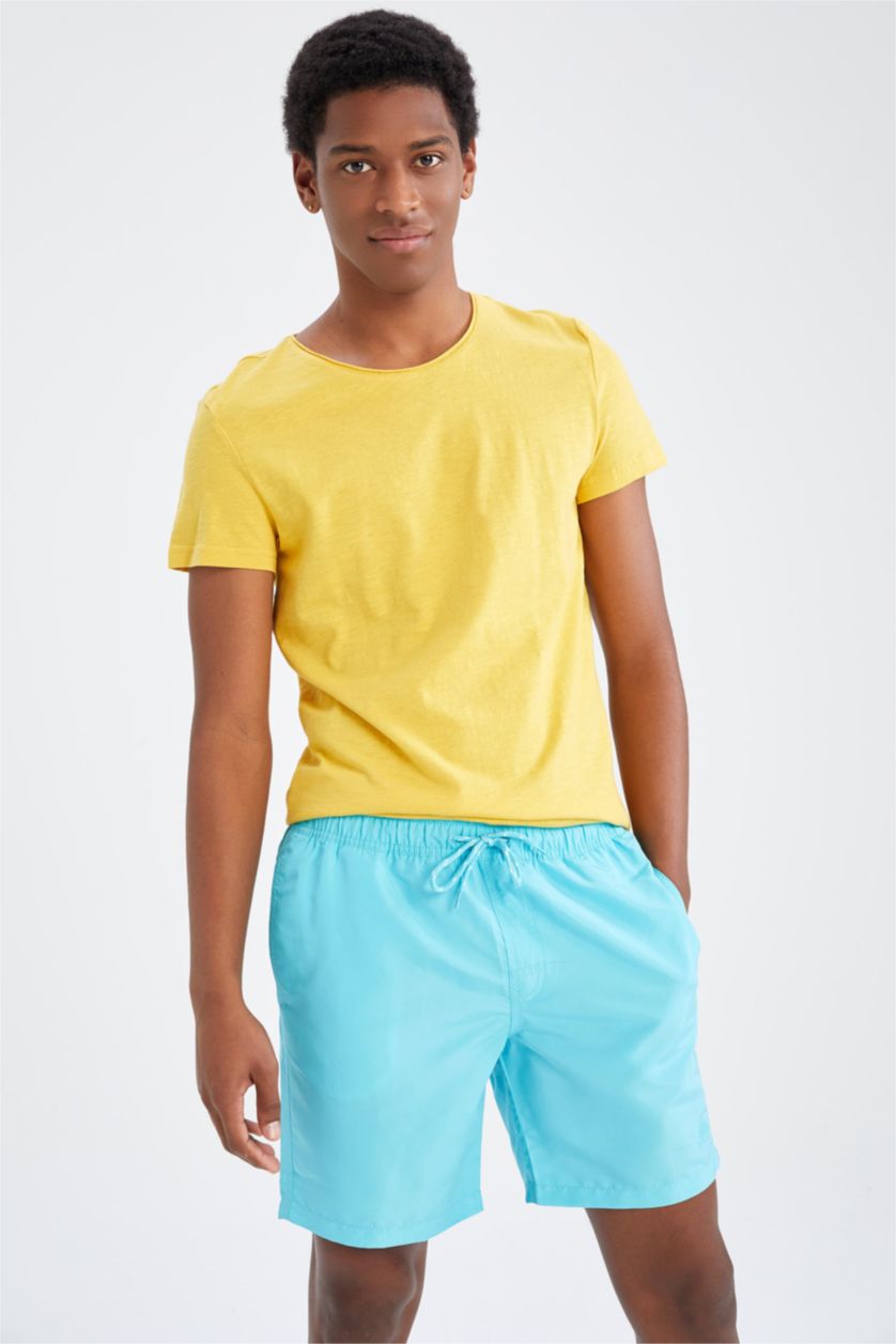 HOMME Turquoise Short de bain basique à coupe régulière