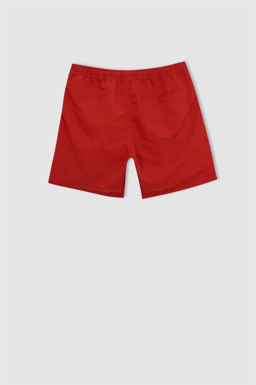 MAN Red Regular Fit Basic Above Knee Swimming Shorts