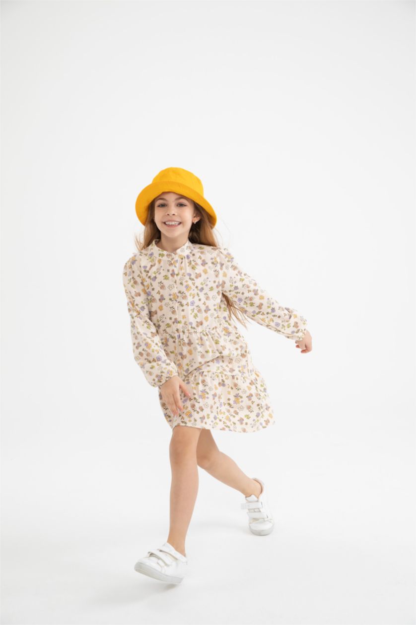 GIRLS & TEENS Stone Girl Long Sleeve Floral Print Midi Dress