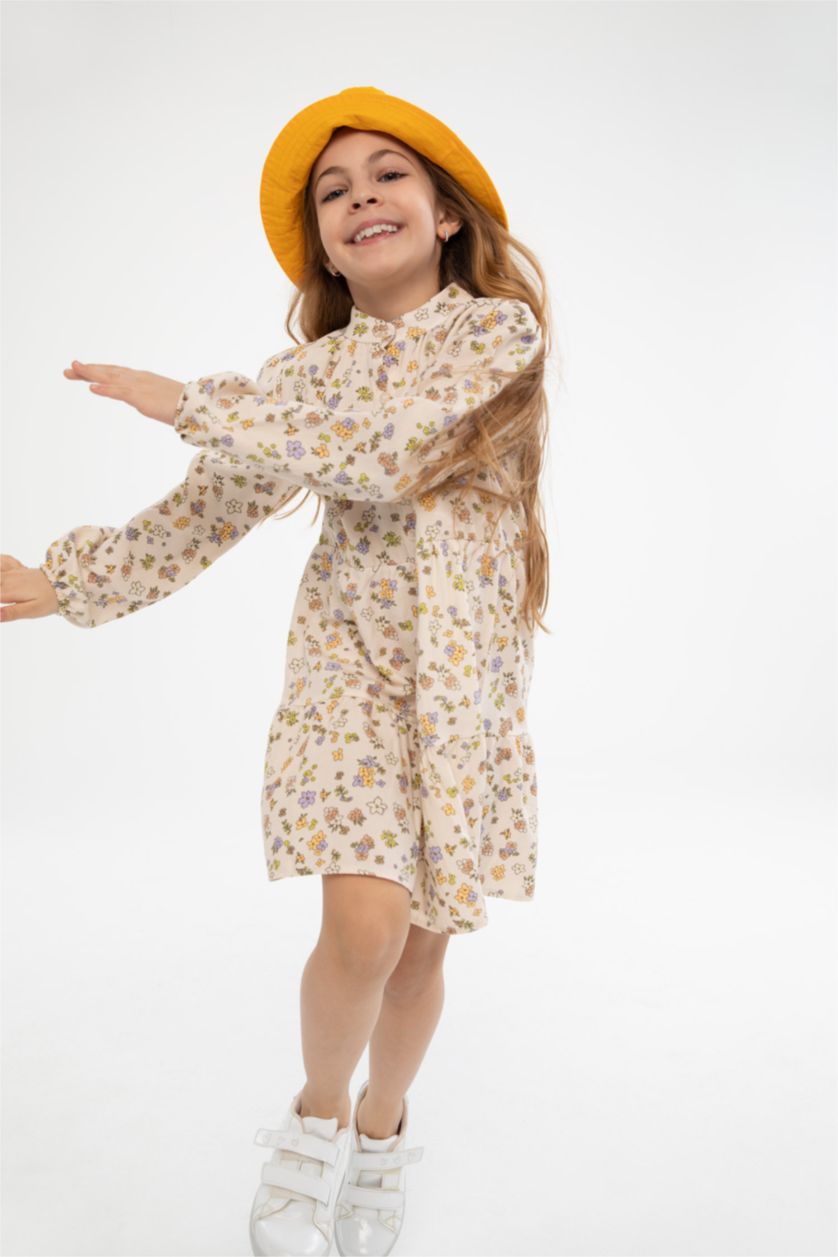 GIRLS & TEENS Stone Girl Long Sleeve Floral Print Midi Dress