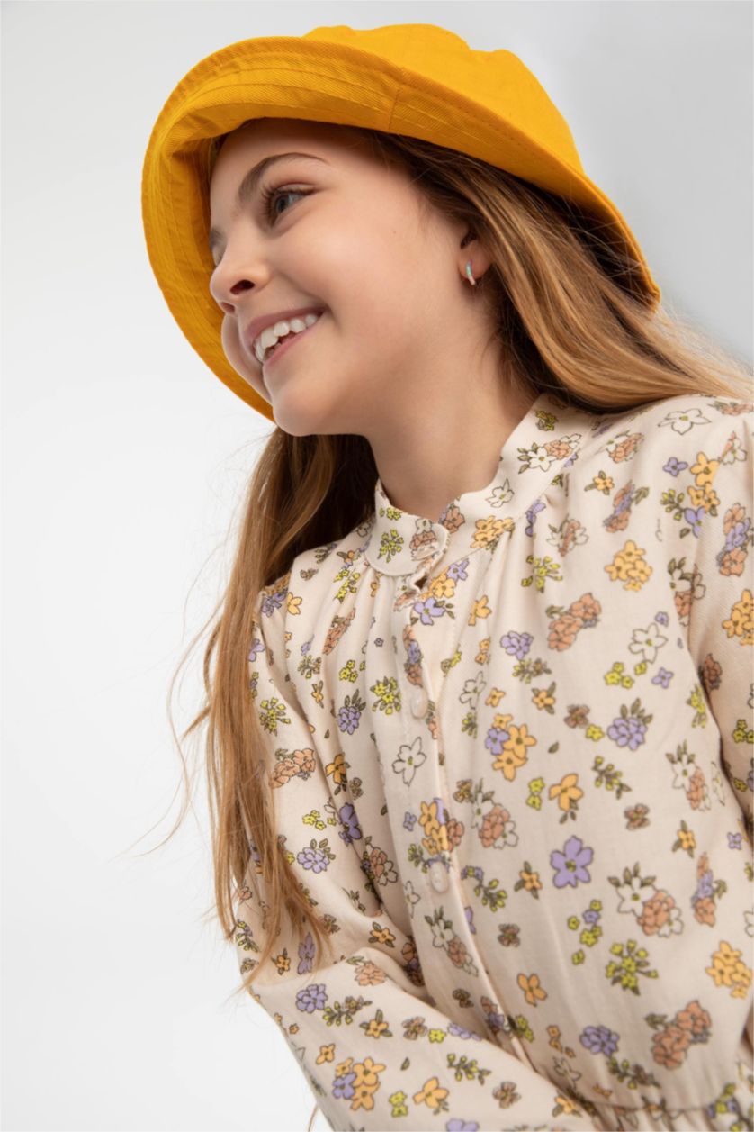 GIRLS & TEENS Stone Girl Long Sleeve Floral Print Midi Dress