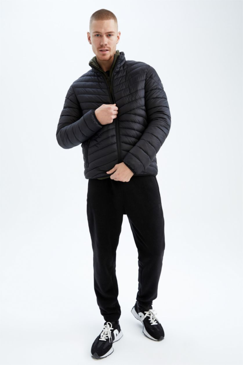 Man Black Defacto Fit Standard Fit Puffer Jacket