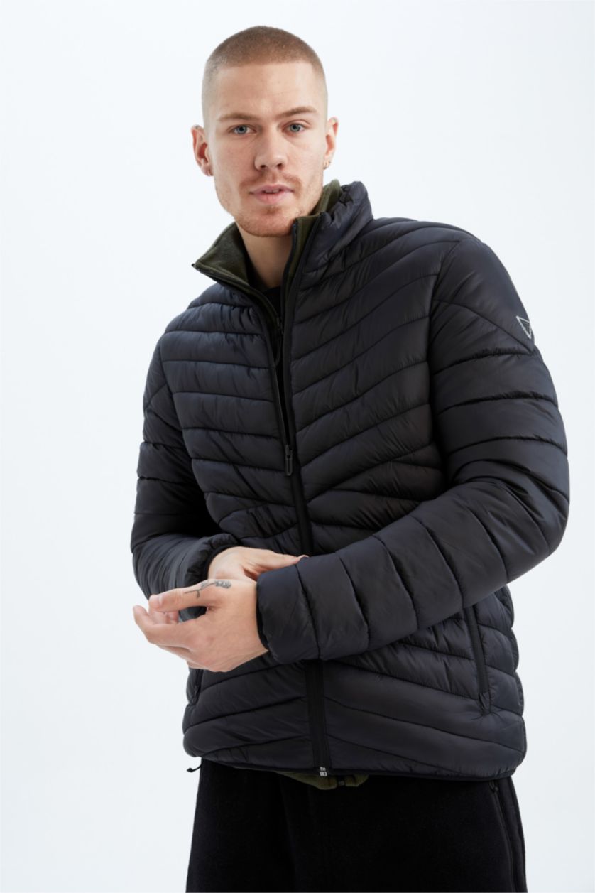 Man Black Defacto Fit Standard Fit Puffer Jacket