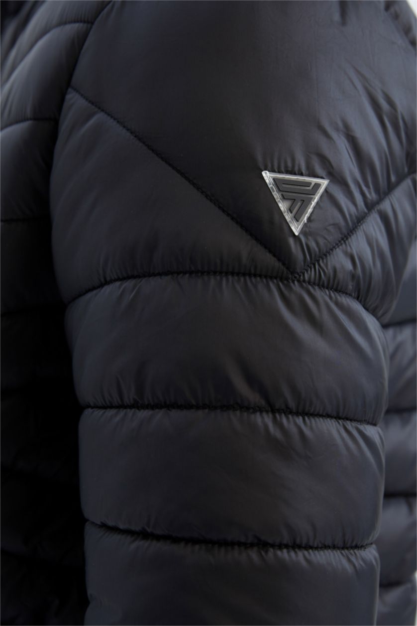 Man Black Defacto Fit Standard Fit Puffer Jacket