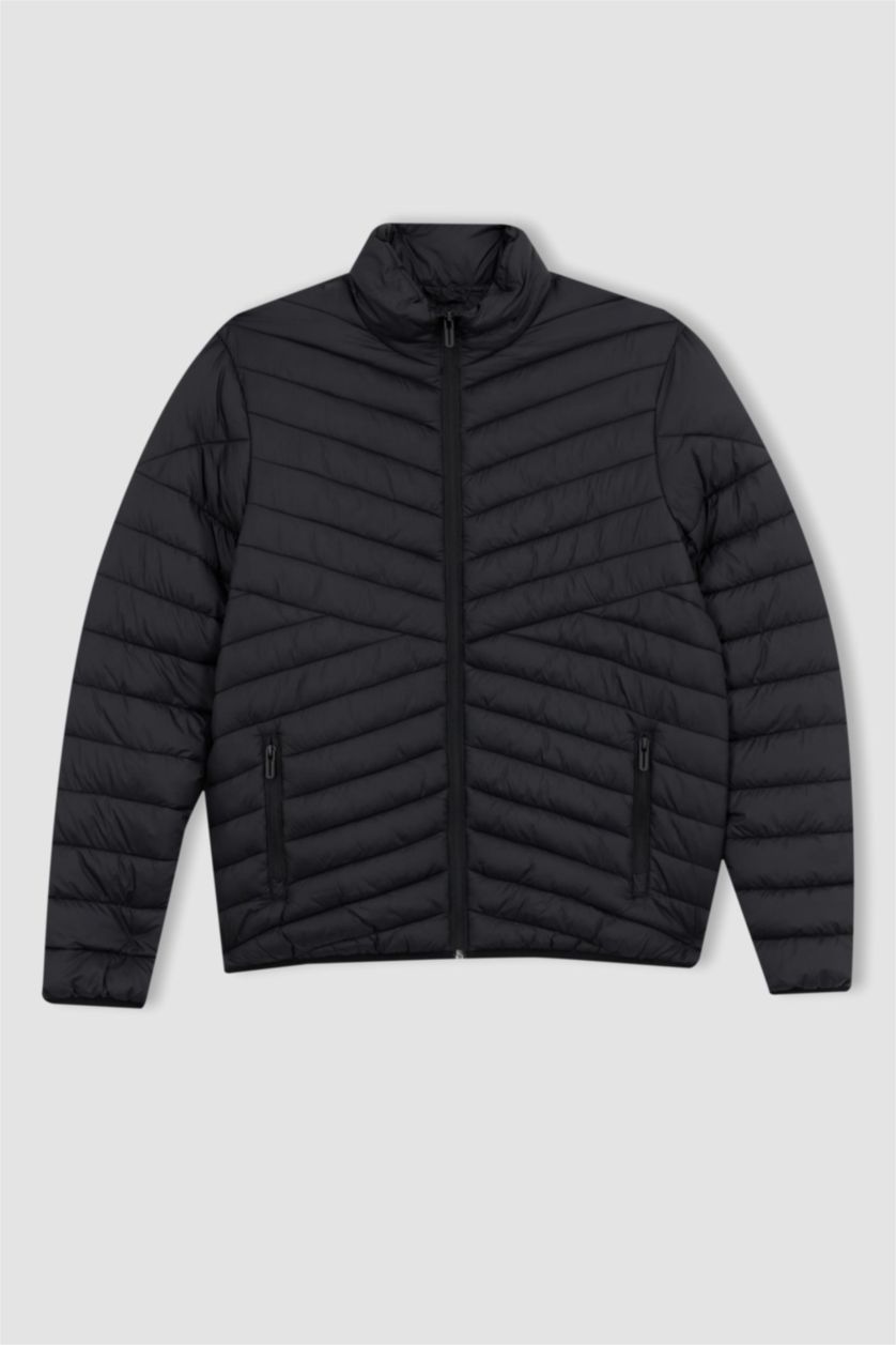 Man Black Defacto Fit Standard Fit Puffer Jacket
