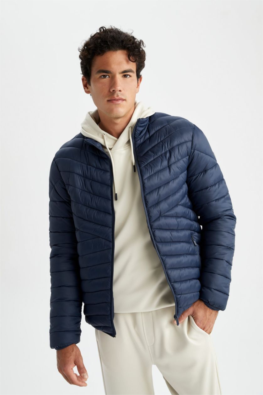 Erkek Lacivert DeFactoFit Standart Fit Şişme Mont