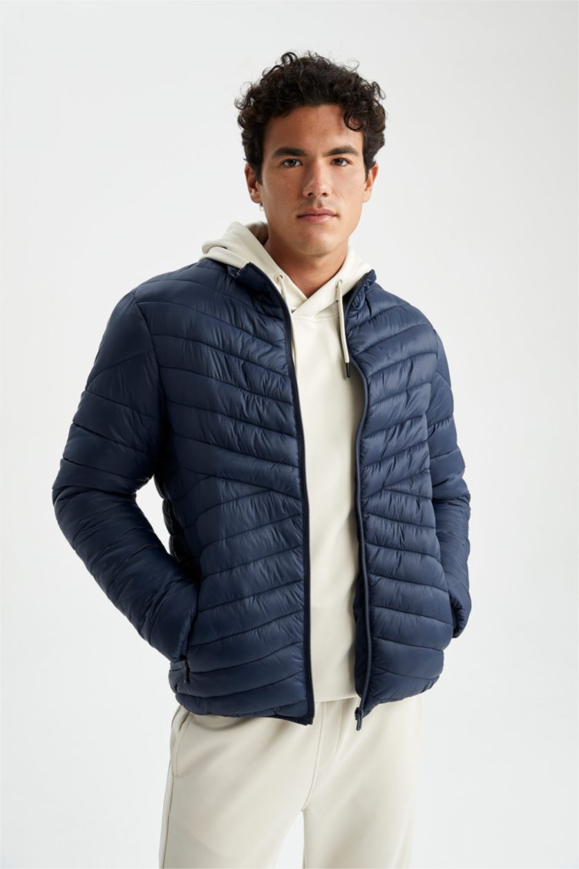 Erkek Lacivert DeFactoFit Standart Fit Şişme Mont