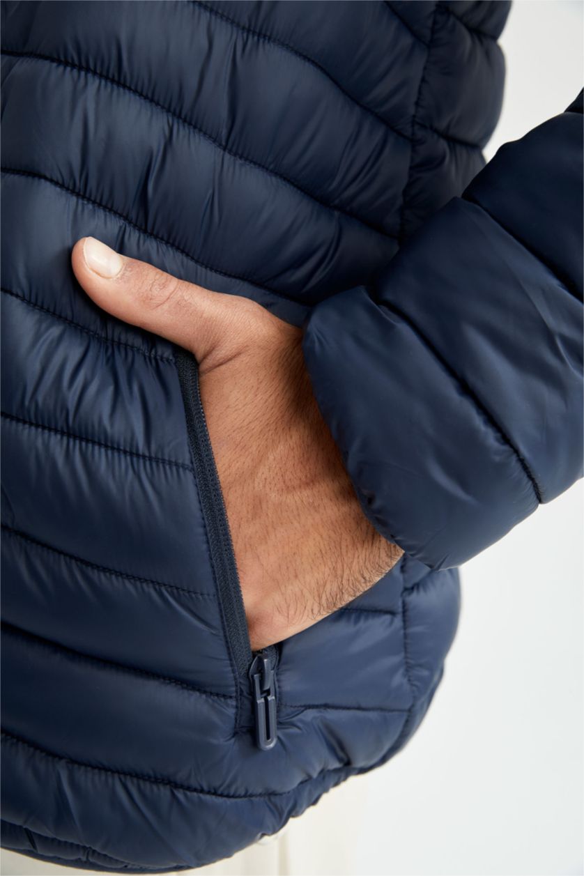 Erkek Lacivert DeFactoFit Standart Fit Şişme Mont