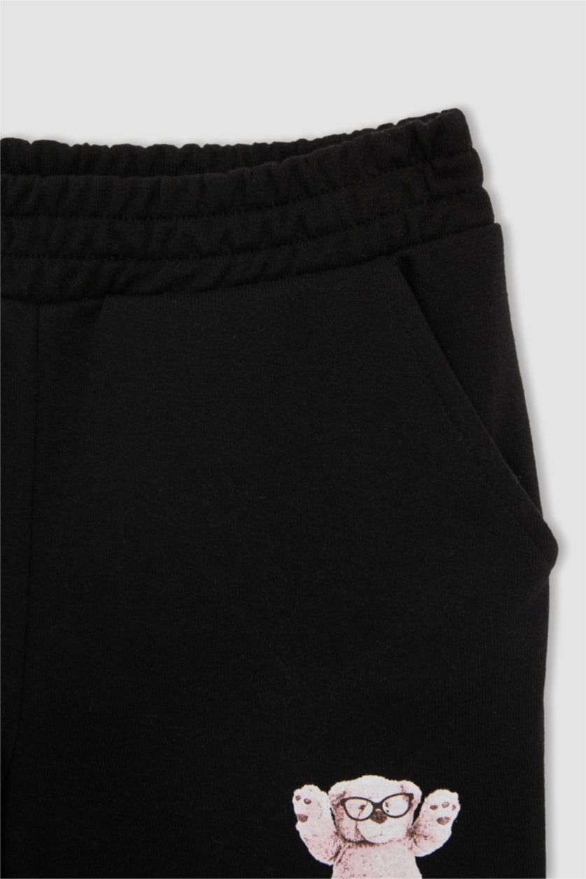 FILLES Noir Jogger - Bas de survêtement imprimé ours en peluche coupe standard pour fille