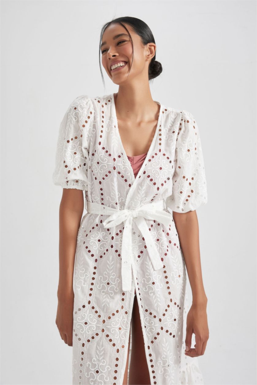 Woman Ecru Regular Fit Beachwear