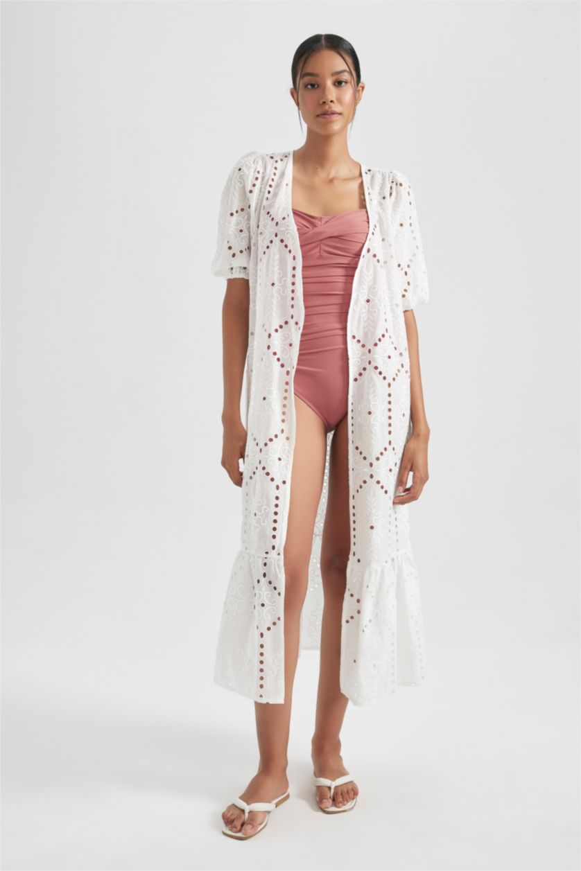 Woman Ecru Regular Fit Beachwear