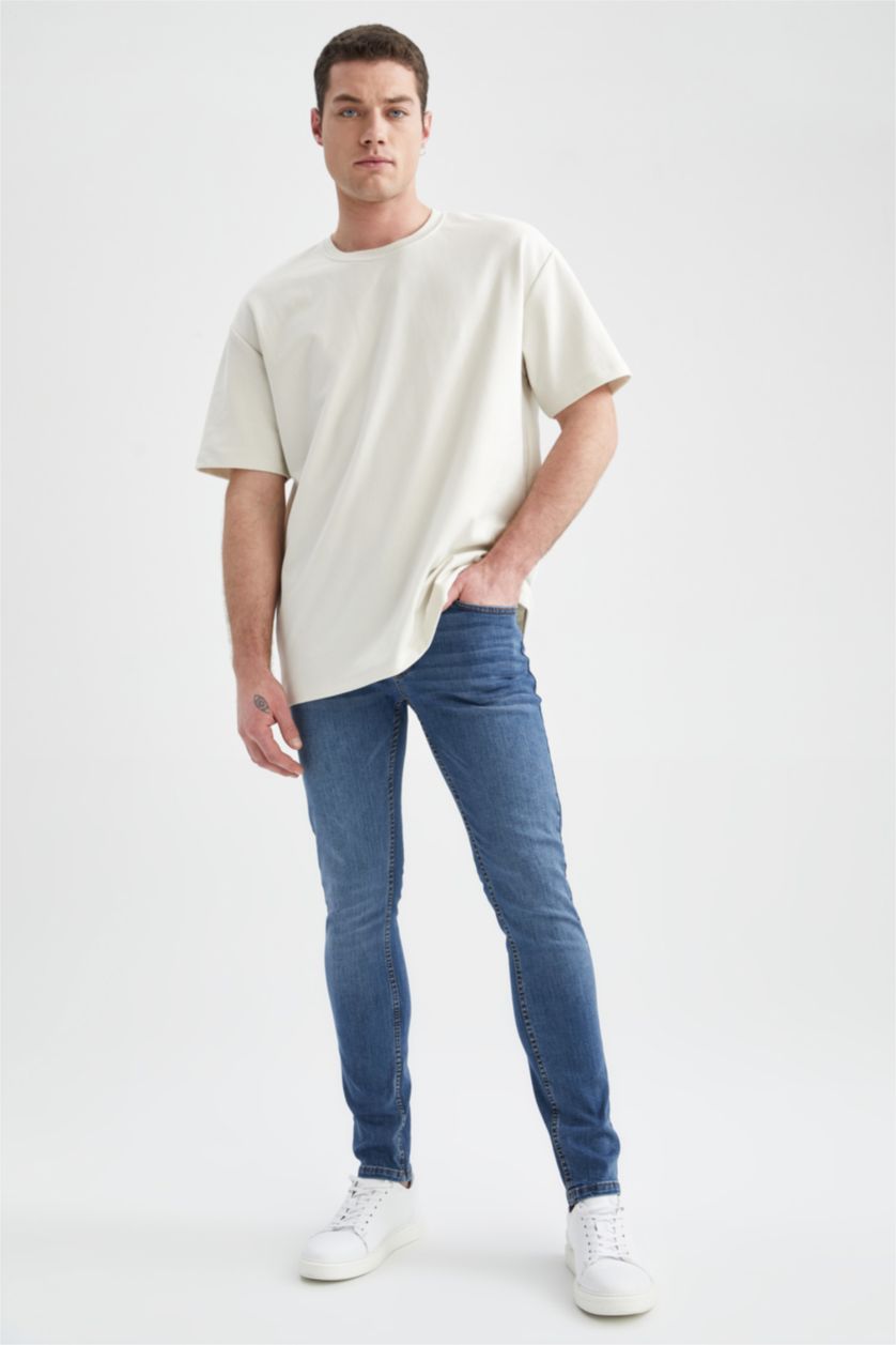 Man Blue Super Skinny Fit Straight Leg Jeans