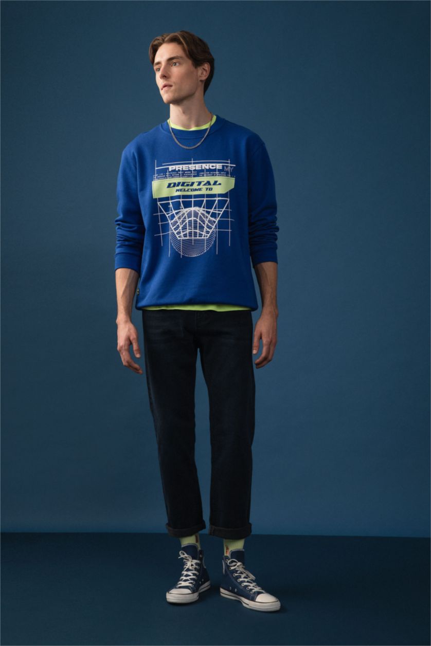 HOMME Indigo Jean Sergio Coupe Droite À Taille Normale