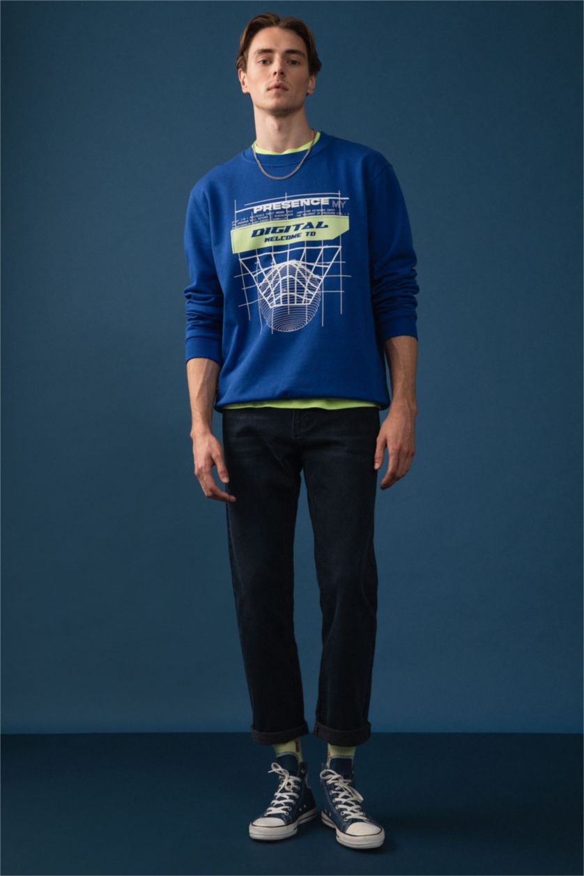 HOMME Indigo Jean Sergio Coupe Droite À Taille Normale