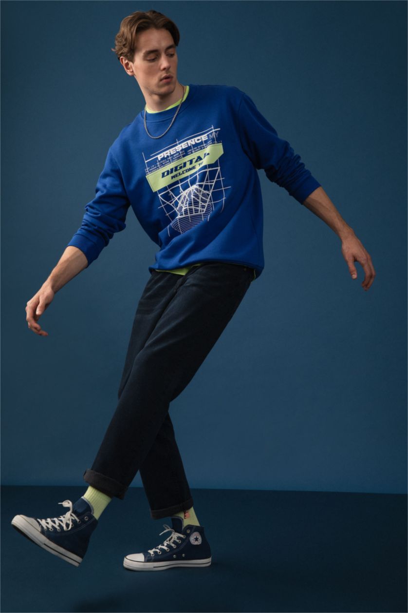 HOMME Indigo Jean Sergio Coupe Droite À Taille Normale