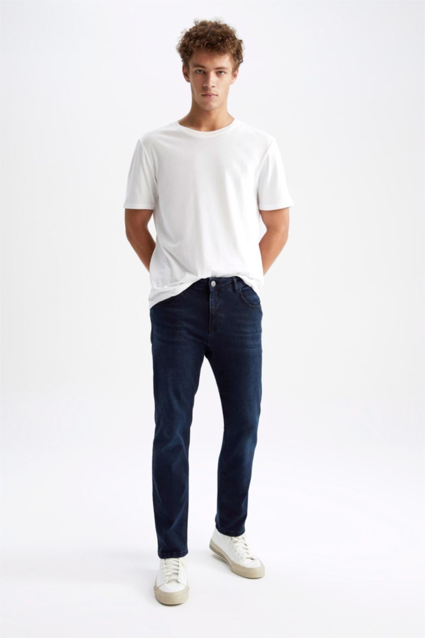 HOMME Indigo Jean Sergio Coupe Droite À Taille Normale