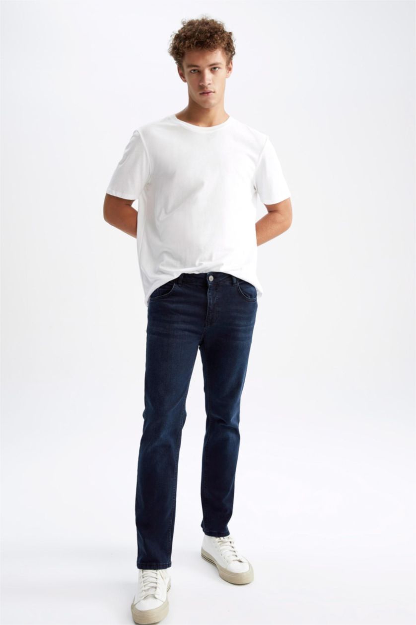 HOMME Indigo Jean Sergio Coupe Droite À Taille Normale