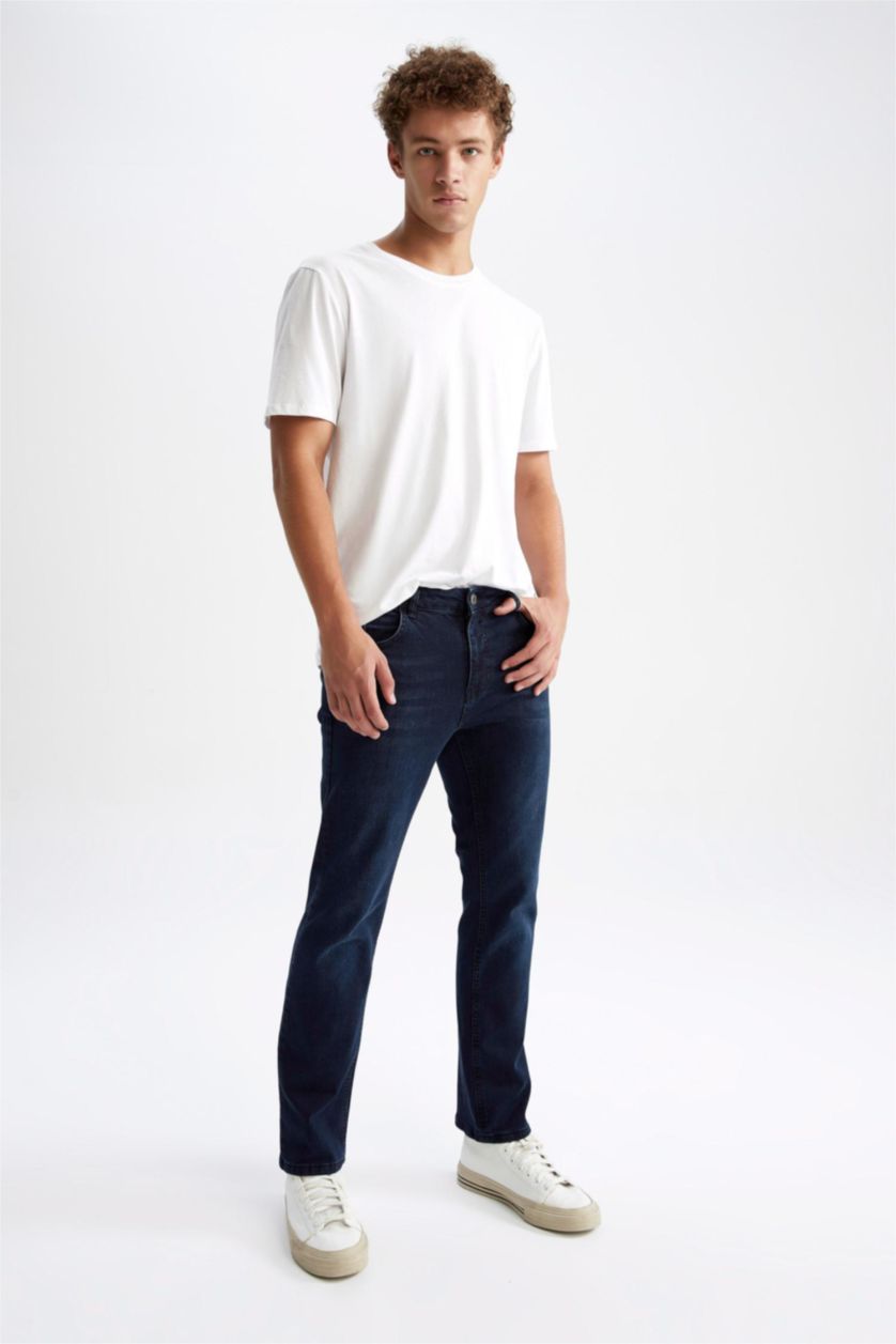 HOMME Indigo Jean Sergio Coupe Droite À Taille Normale