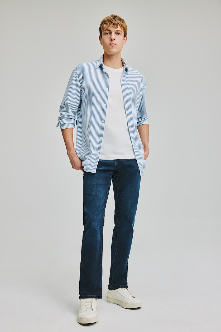 Erkek Mavi Siyah Sergio Regular Fit Jean Pantolon